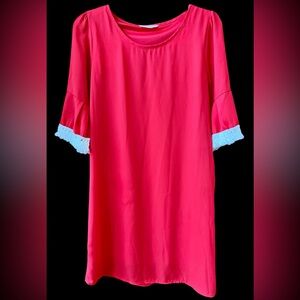 Peach Love California Dress with White Crochet Trim